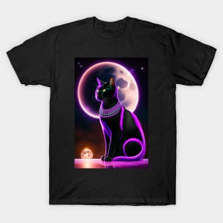 Royal Black Cat Moon theme T-Shirt